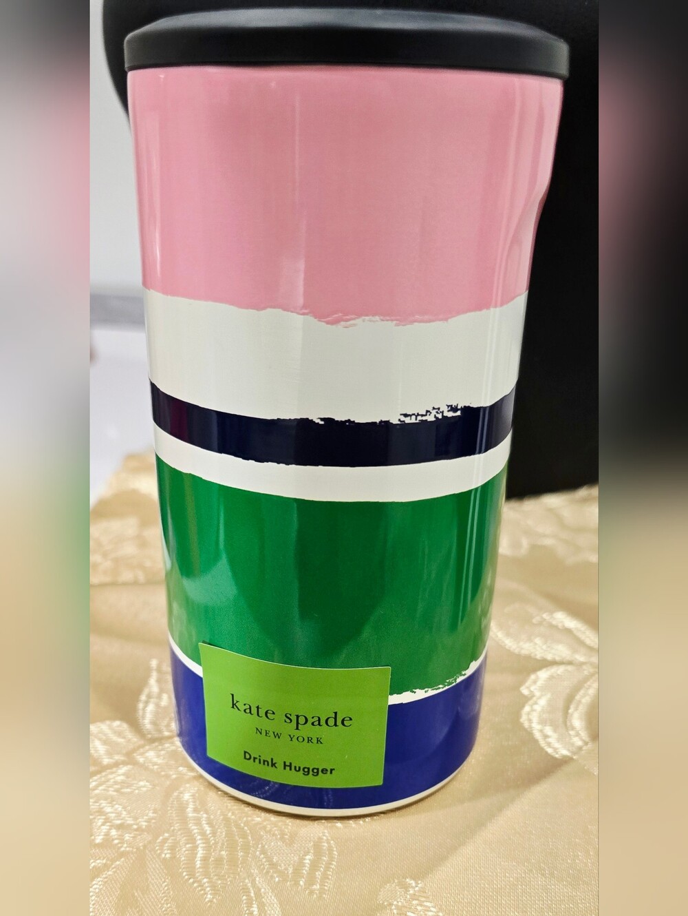 NEW! Kate Spade New York Double Wall Insulated Can Cup Holder Ocean Stripe 290 g